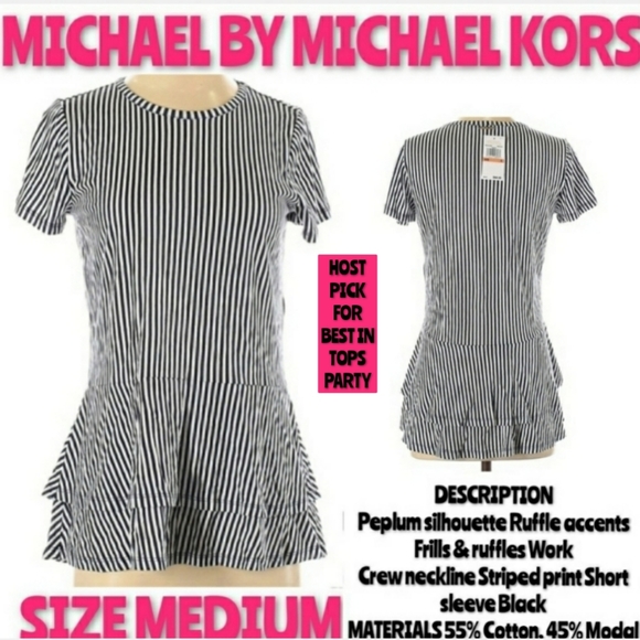 Michael Kors Peplum Top Size Medium Bragazzi Striped Nwot - Picture 14 of 14